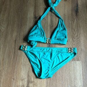 Teal Halter Bikini Set